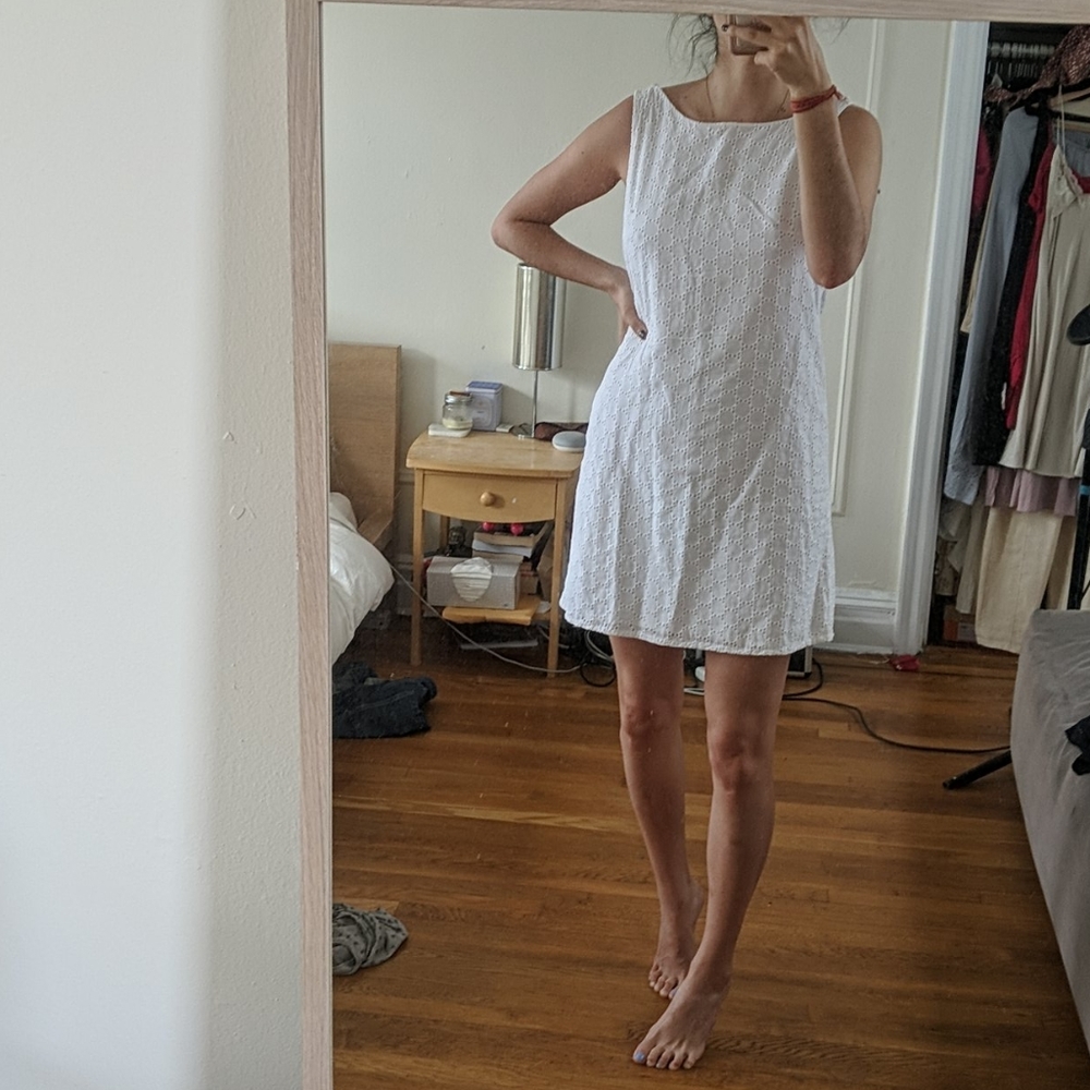 White Mini Open Back Ruffle Dress